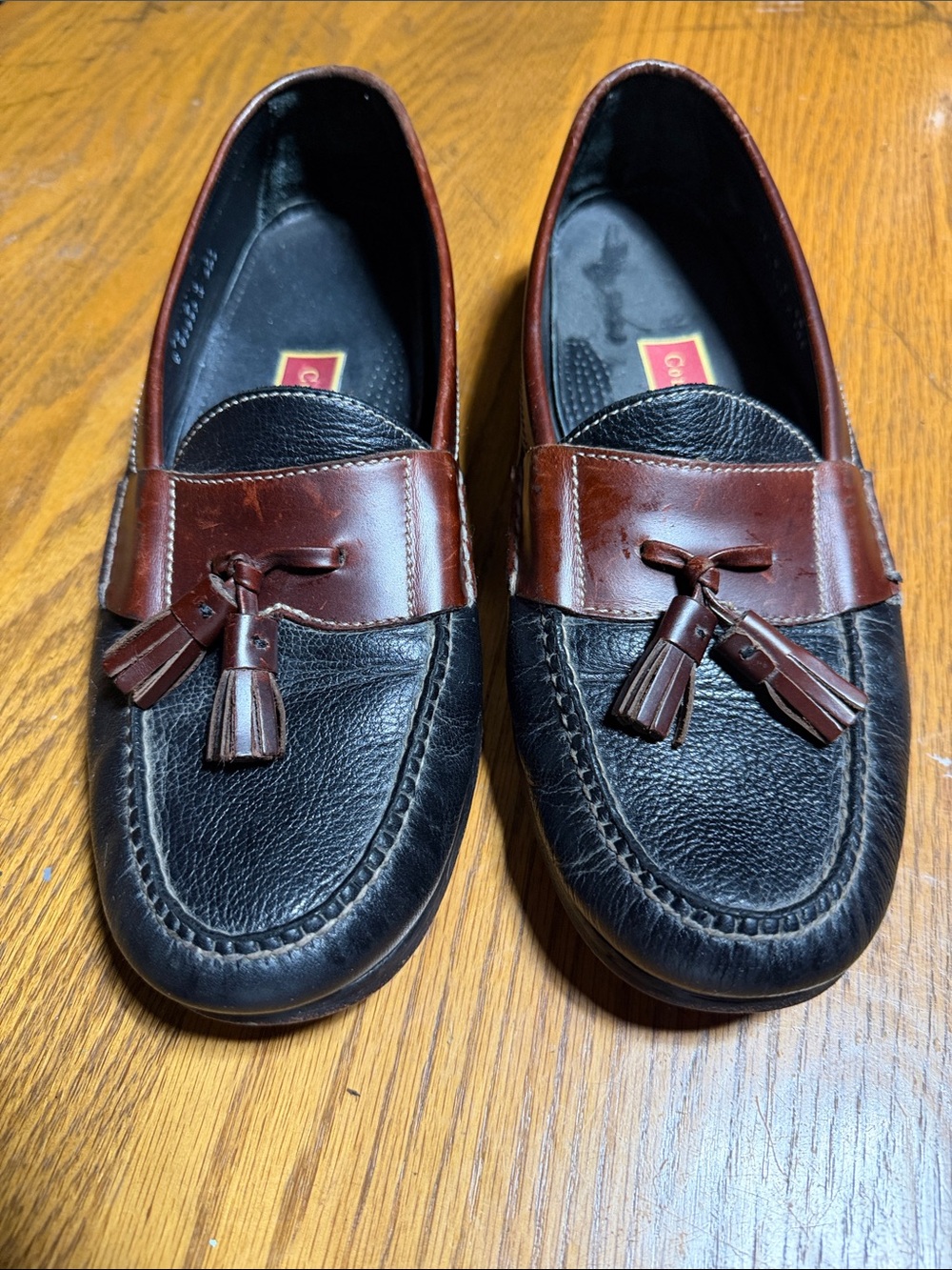 Cole Haan Black and Brown Tassel Loafers 12M